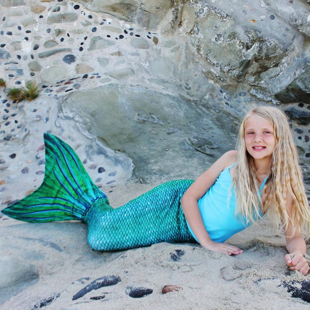 Siren Green Mermaid Tail Skin clothing for kids, girls, teens, and women: JS - Misses 4 - 6