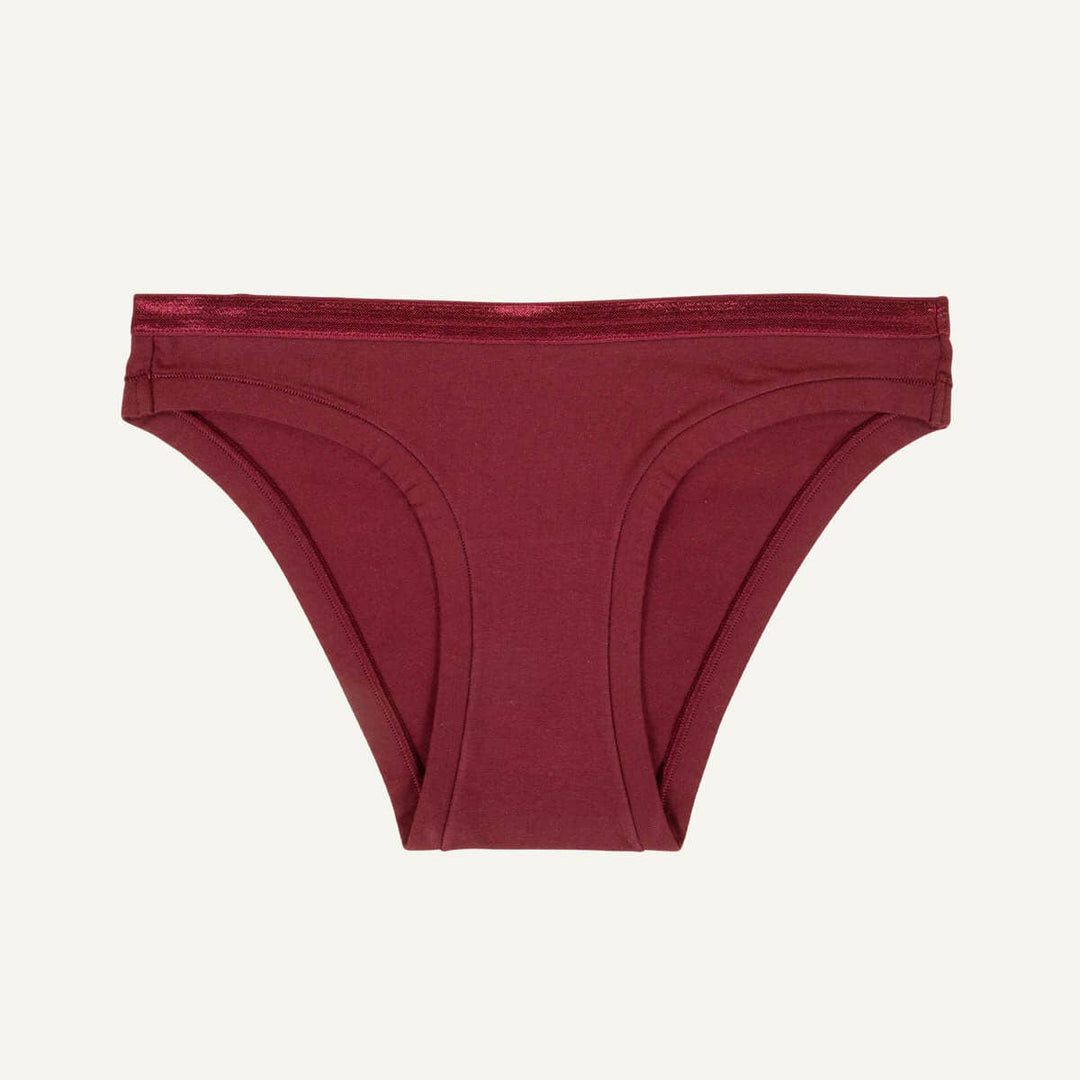 Women's Organic Cotton Low-Rise Bikini Underwear in Garnet: Garnet / S